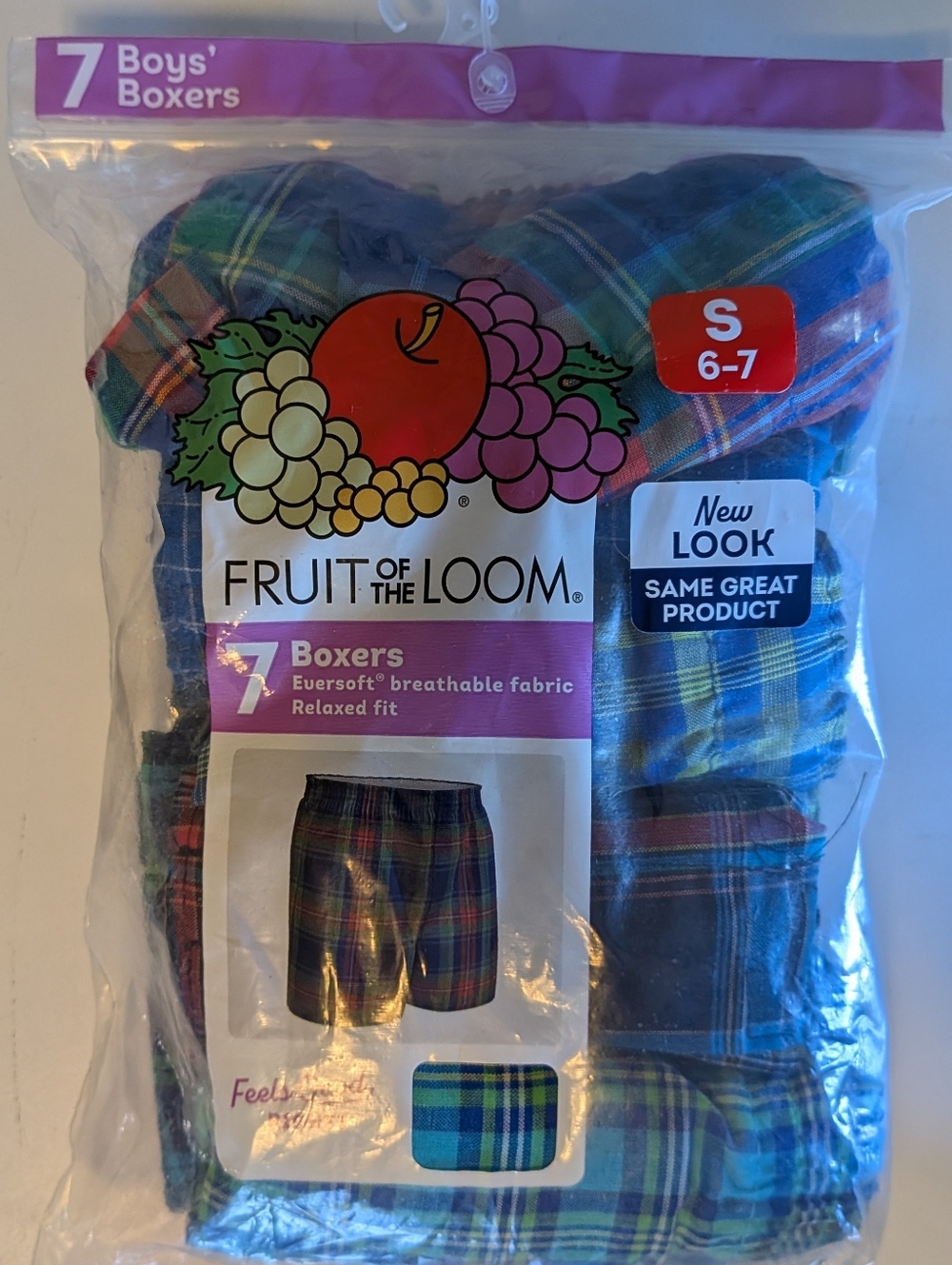 Fruit of the Loom Boys Plaid Boxers - Blue, Green